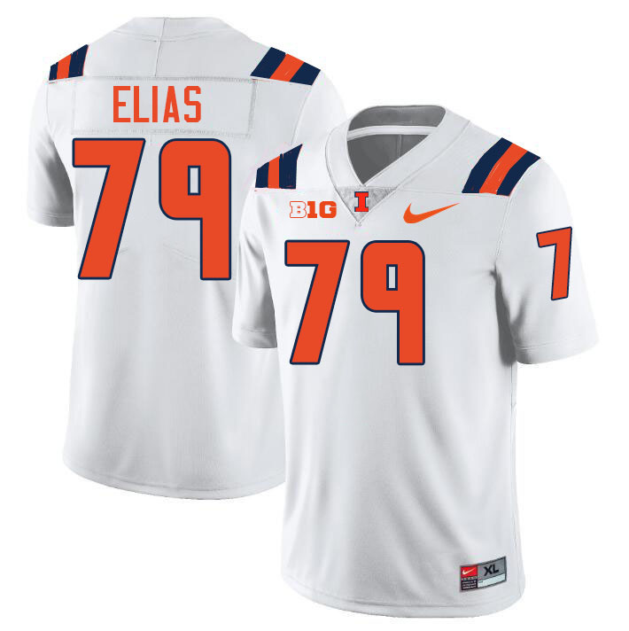 Men #79 Luciano Elias Illinois Fighting Illini College Football Jerseys Stitched-White